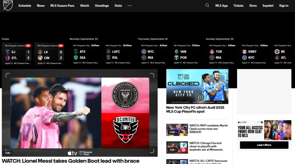 MLS순위 실시간 확인