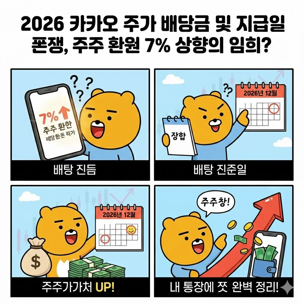 2026 카카오 주가 배당금 및 지급일 전망, 주주 환원 7% 상향의 의미는?