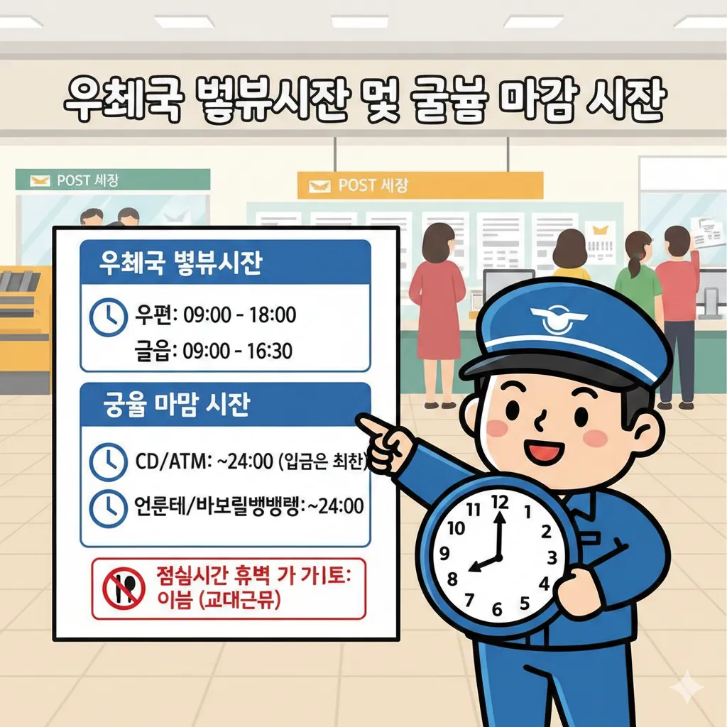 우체국 업무시간 및 금융 마감 시간 (점심시간 휴무 완벽 가이드)
