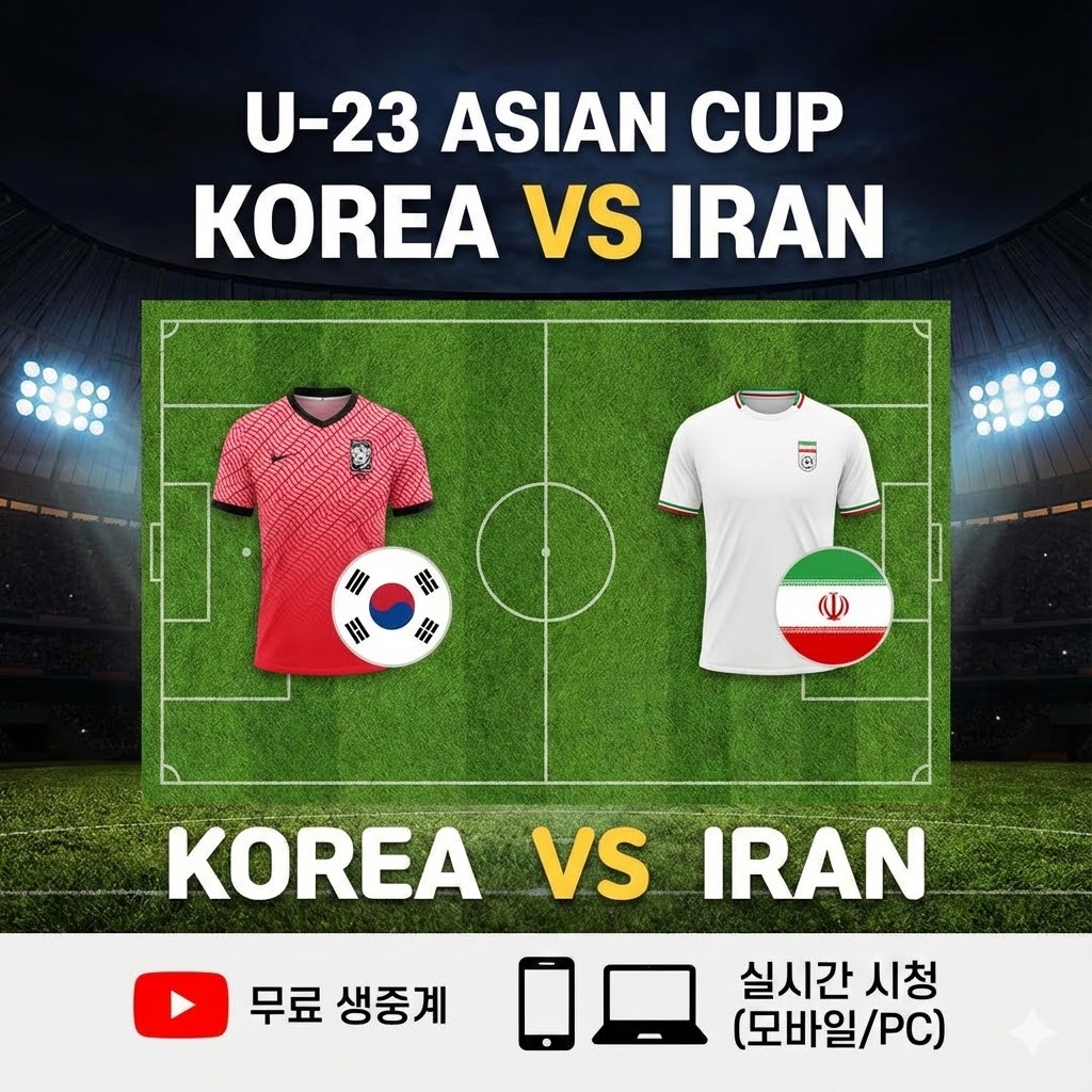 U-23 아시안컵 한국 대 이란 축구 무료 생중계 방송, 실시간 시청 방법 및 분석 (모바일/PC)