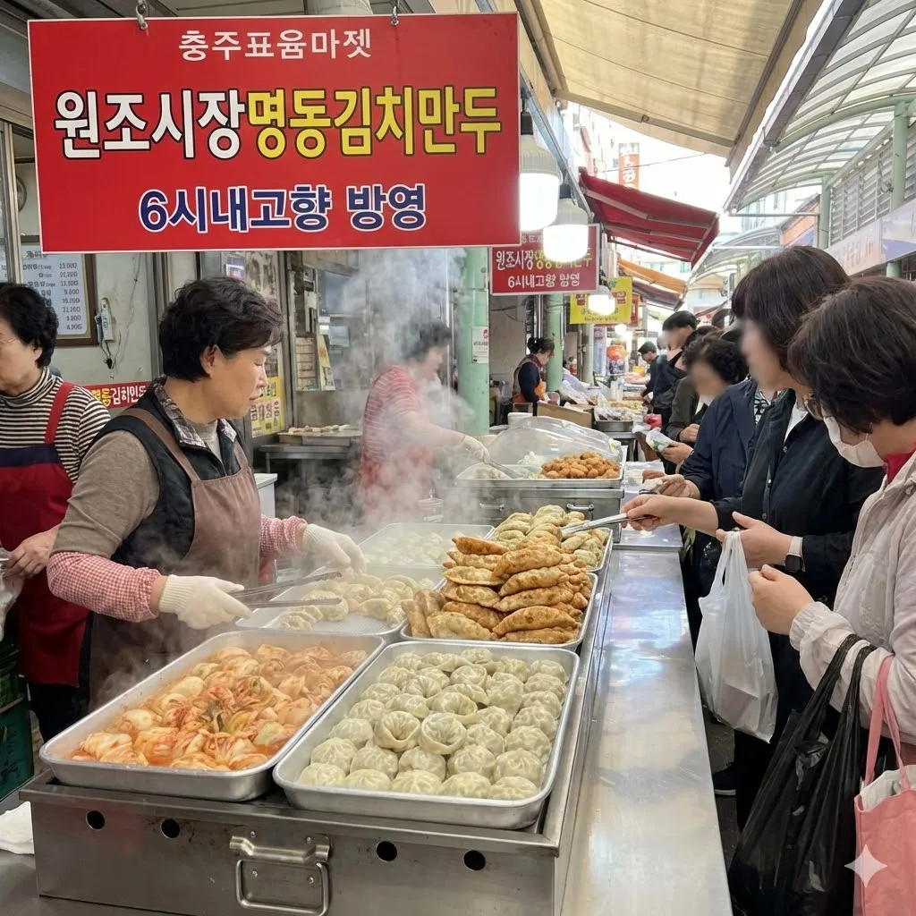 6시내고향 충주자유시장 매운만두 감자만두 맛집 원조시장명동김치만두 