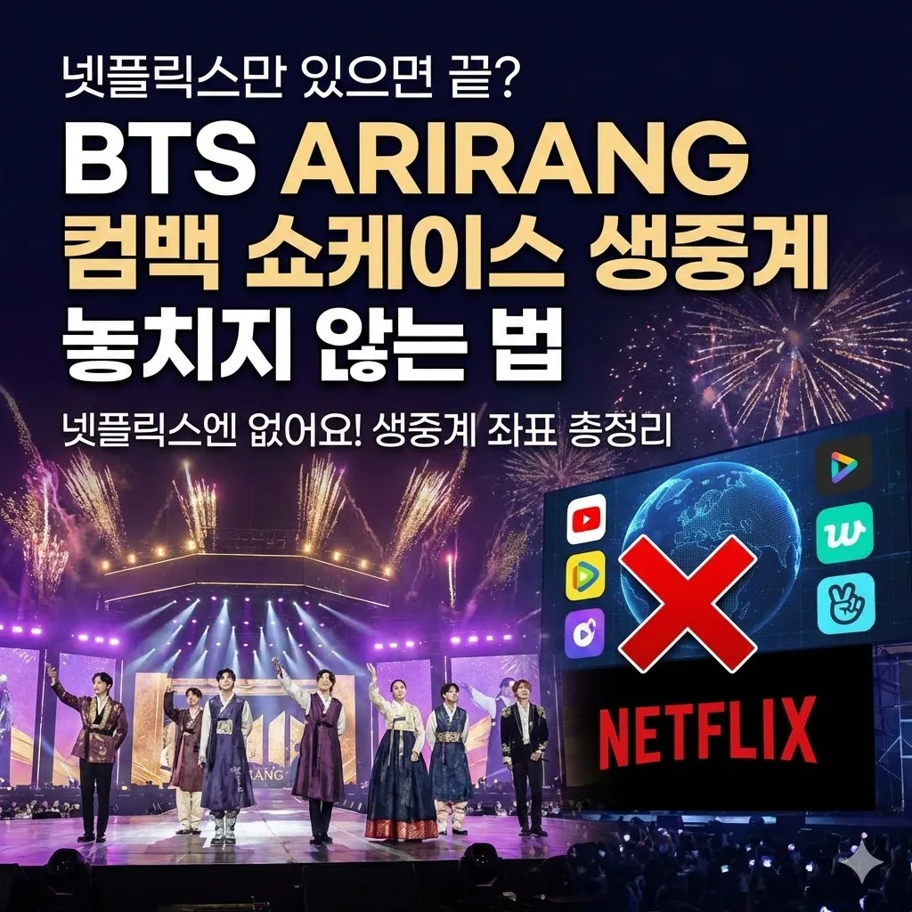 "넷플릭스만 있으면 끝?" BTS ARIRANG 컴백 쇼케이스 생중계 놓치지 않는 법