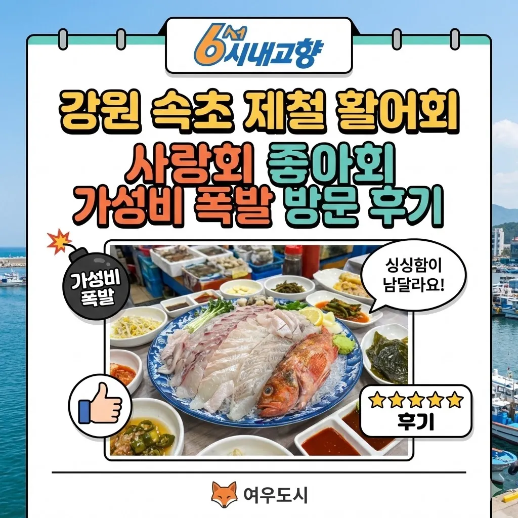 강원 속초 제철 활어회 6시내고향 사랑회 좋아회 가성비 폭발 방문 후기
