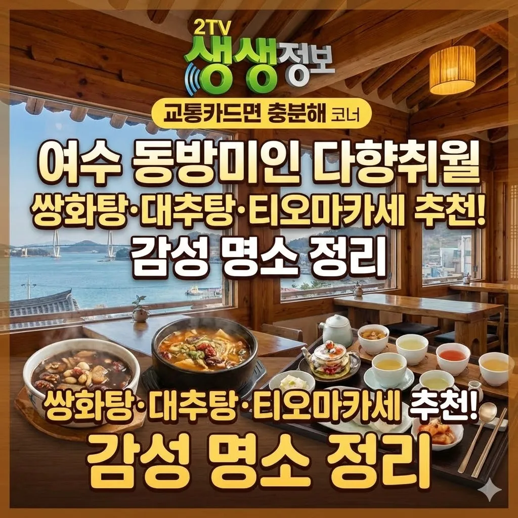 생생정보 여수 동방미인 다향취월 소호동 찻집 쌍화탕 대추탕 동방미인 티오마카세 추천, 교통카드면 충분해 코너 속 감성 명소 정리