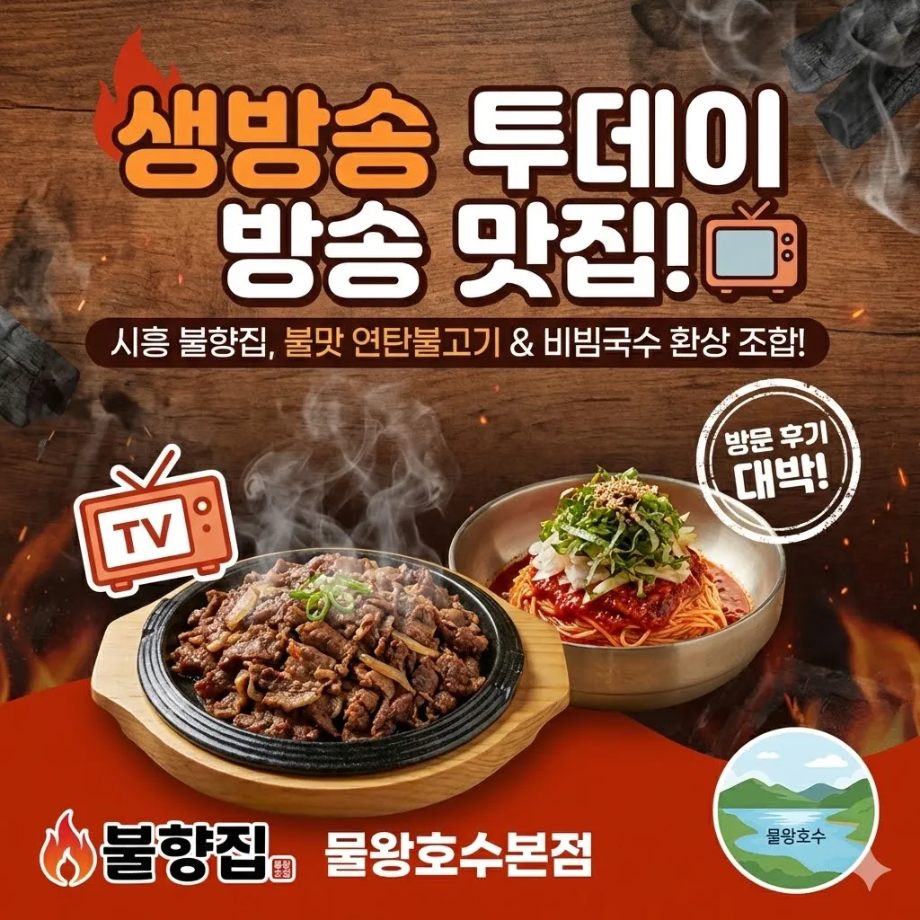 시흥 불맛 가득 연탄불고기와 비빔국수의 만남, 생방송 투데이 방송 맛집 불향집 물왕호수본점 방문 후기!