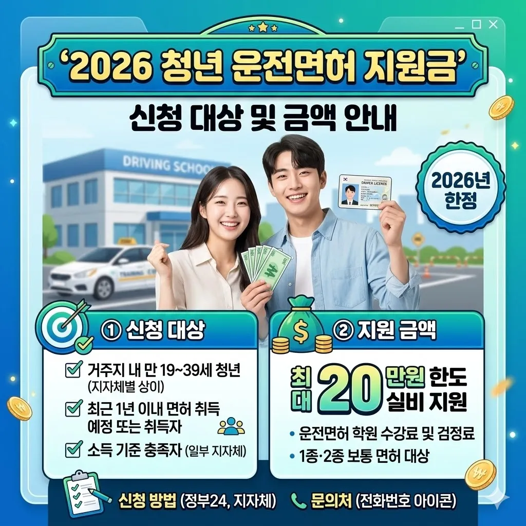 2026년 청년 운전면허 지원금 신청 대상 및 금액 안내