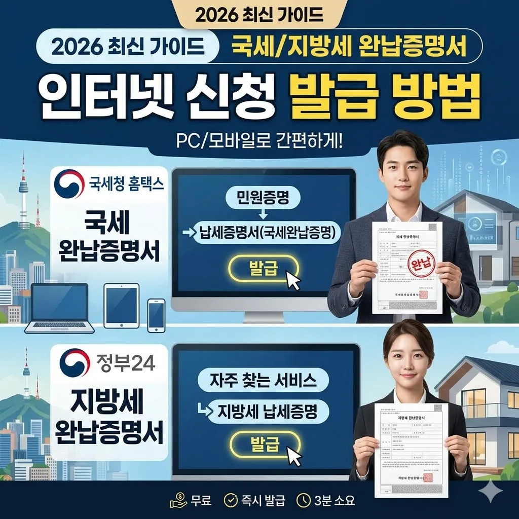 국세 지방세 완납증명서 발급 방법 인터넷 신청(2026년)