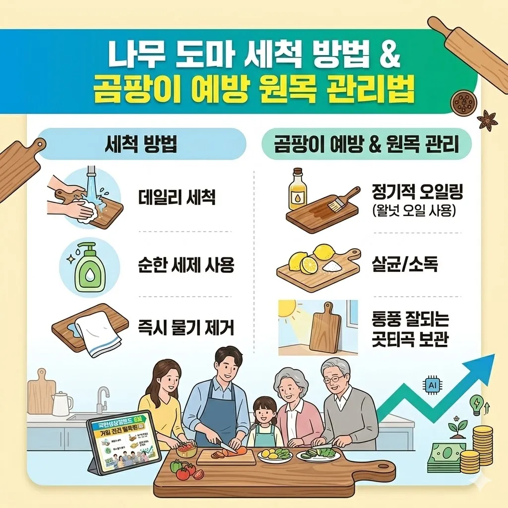 나무도마 세척 방법 및 나무도마 곰팡이 예방 원목 관리법