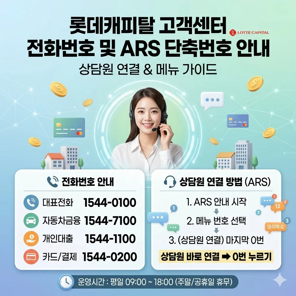 롯데캐피탈 고객센터 전화번호 상담원 연결 및 ARS 단축번호 안내