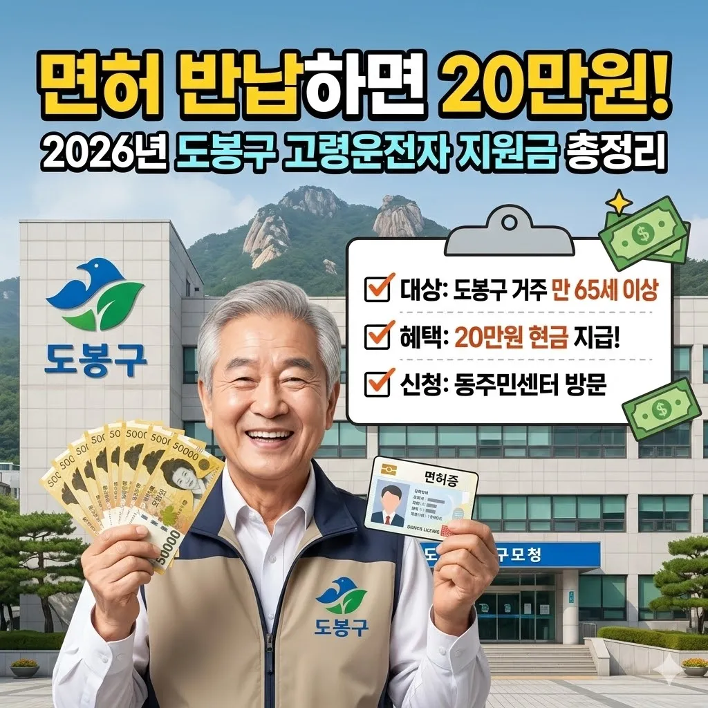 면허 반납하면 20만원? 2026년 도봉구 운전면허 지원금 총정리