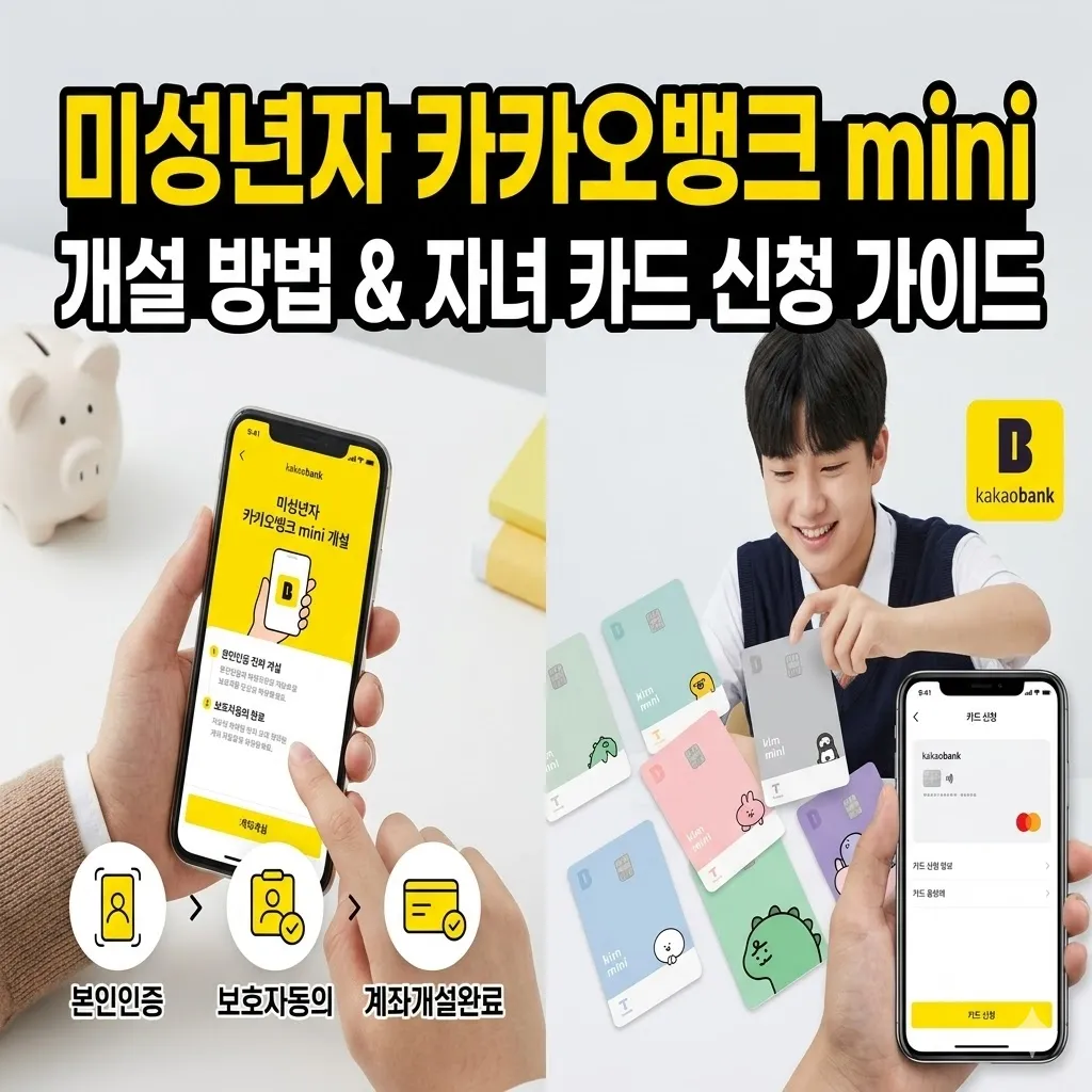 미성년자 카카오뱅크 mini 개설 방법 및 자녀 카드 신청 가이드