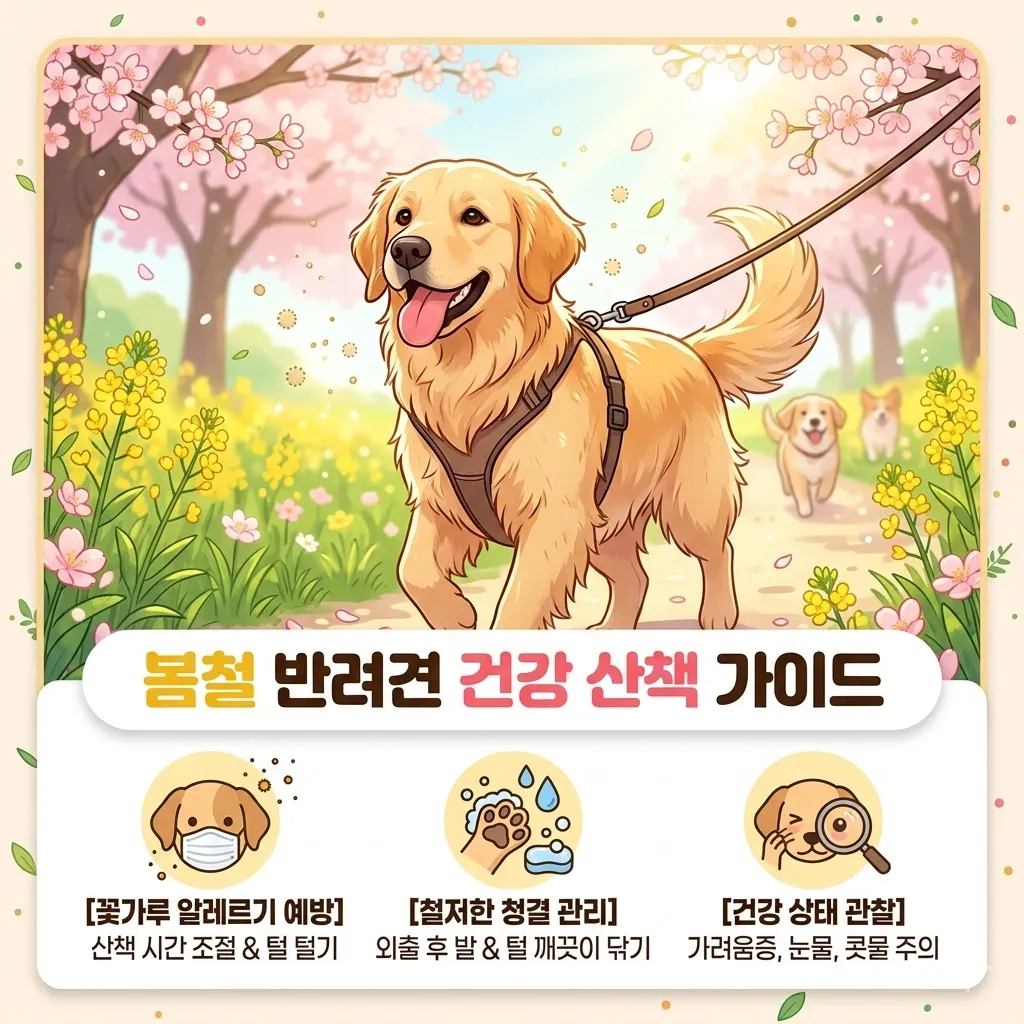 반려견 봄 산책 주의점과 꽃가루 알레르기 관리법