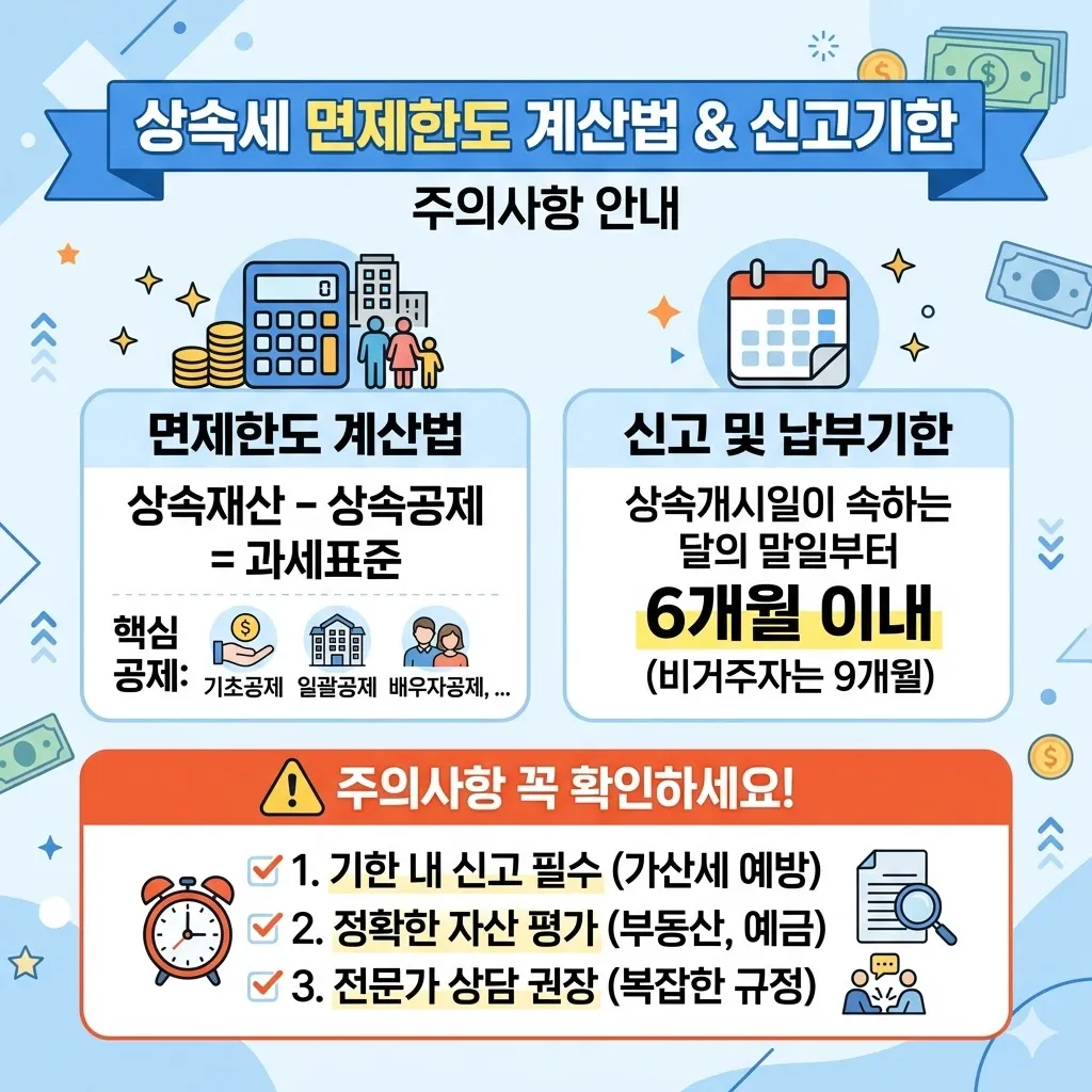 상속세 면제한도 계산법 및 신고기한 주의사항 안내