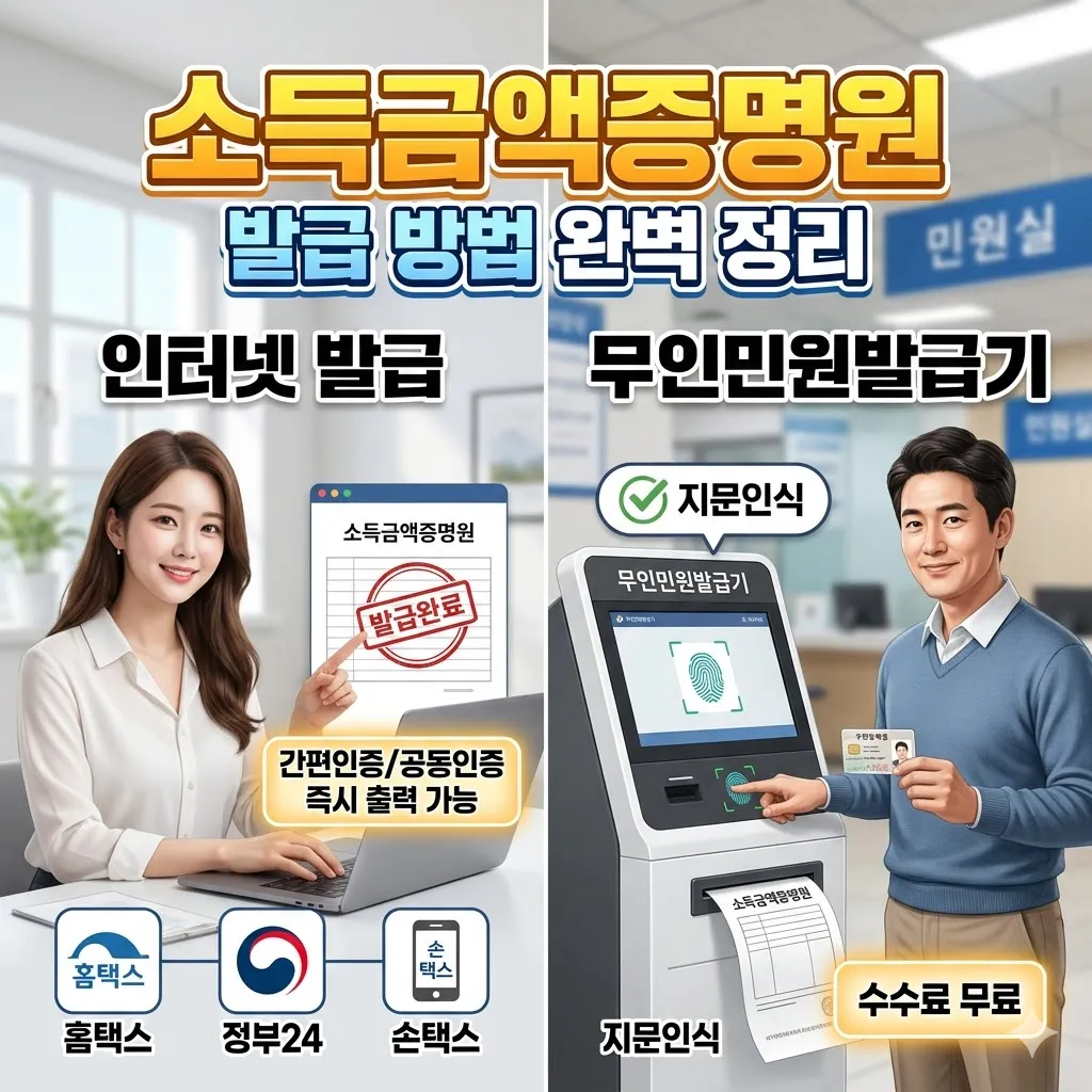소득금액증명원 인터넷 발급 방법 및 무인민원기 이용법