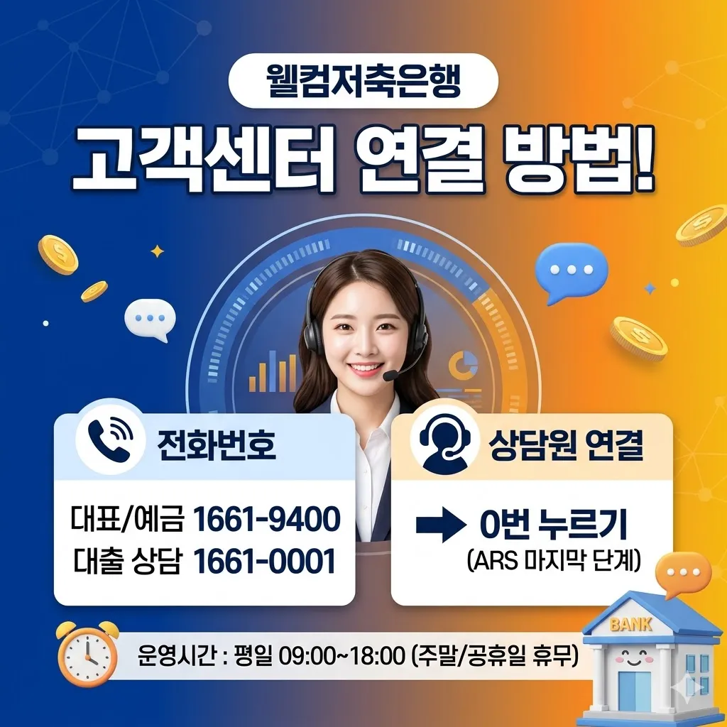 웰컴저축은행 고객센터 전화번호와 상담원 연결 방법