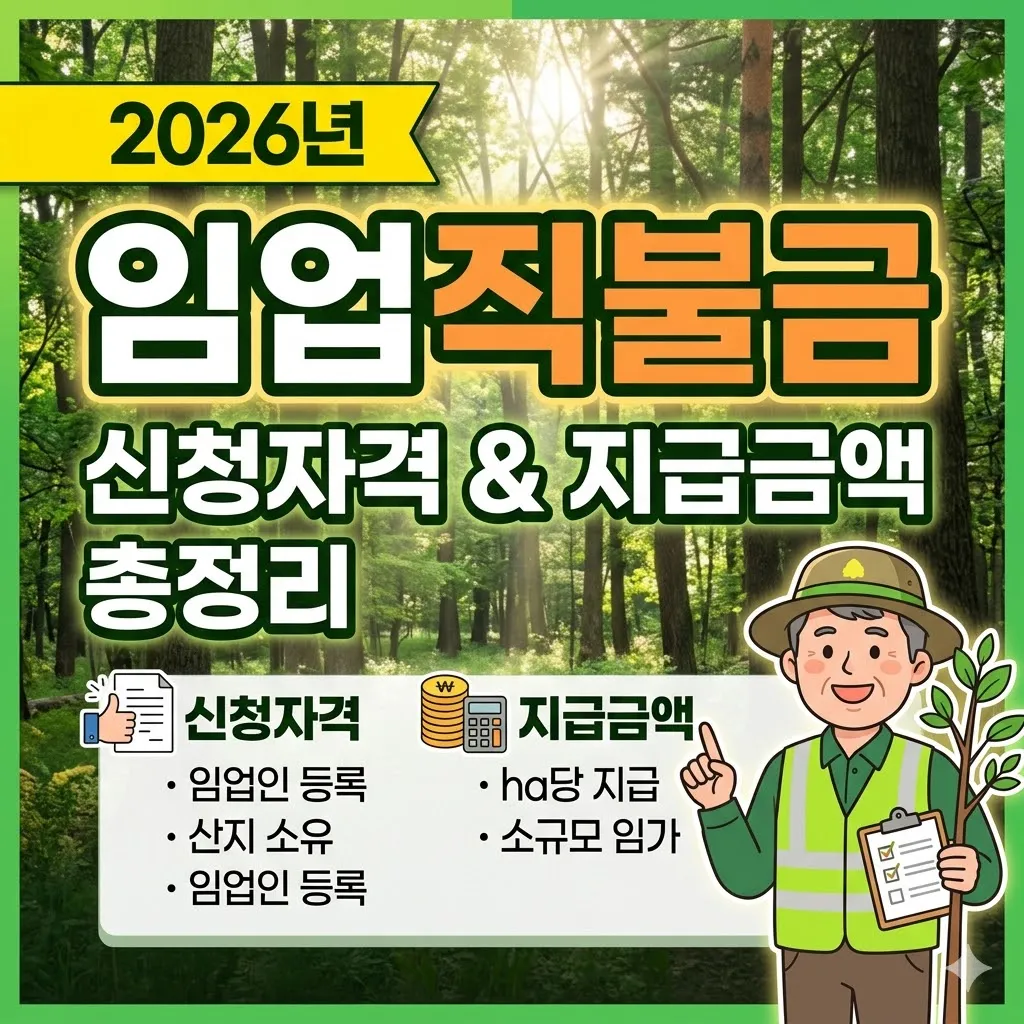 임업직불금 신청자격 및 지급 금액 총정리(2026년)