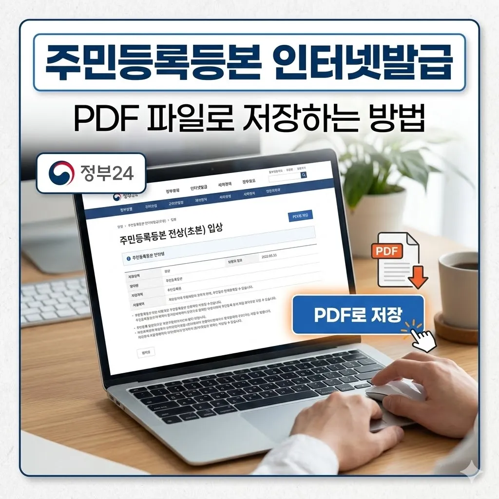 주민등록등본 인터넷발급 PDF 파일로 저장하는 방법