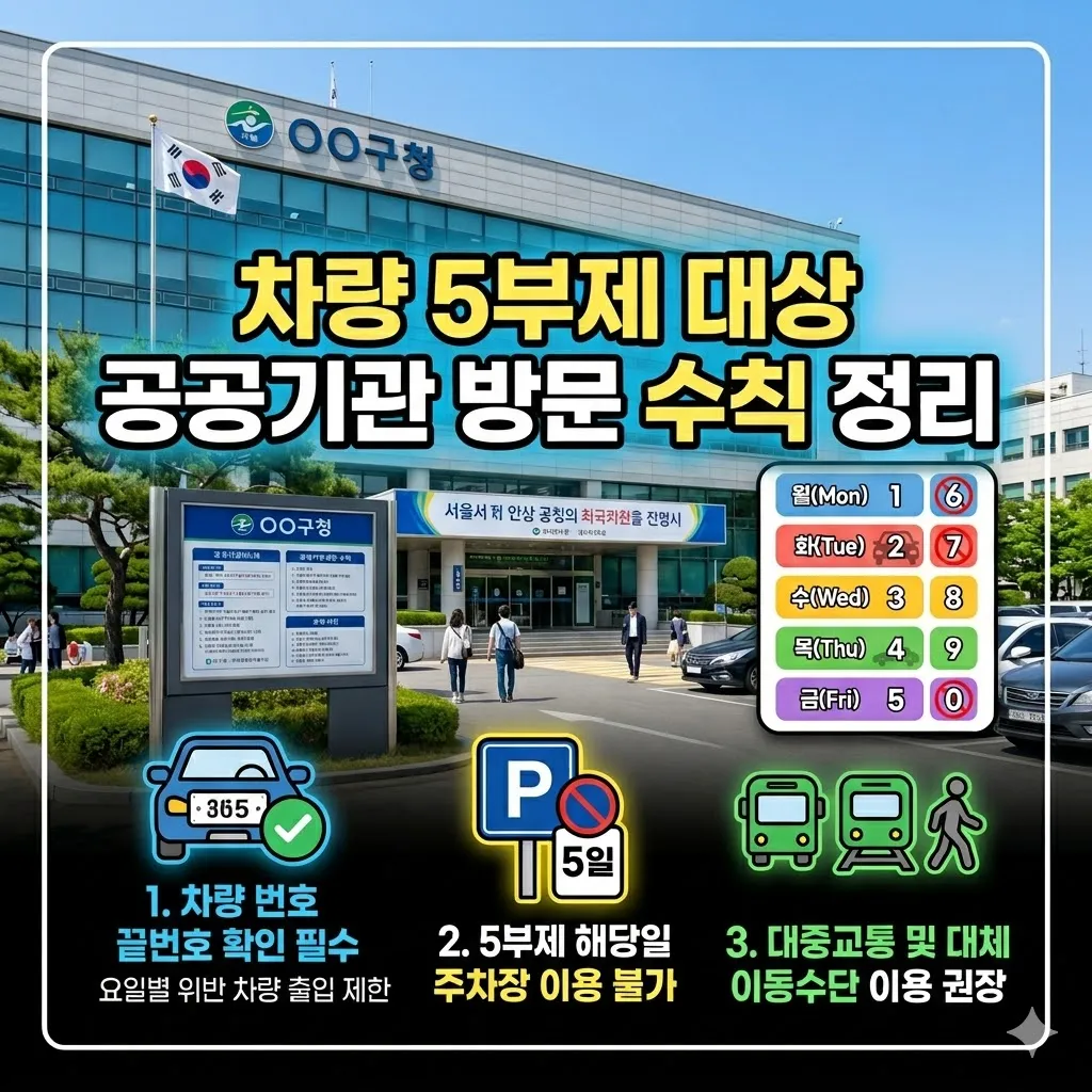 차량 5부제 대상 공공기관 방문 수칙 정리