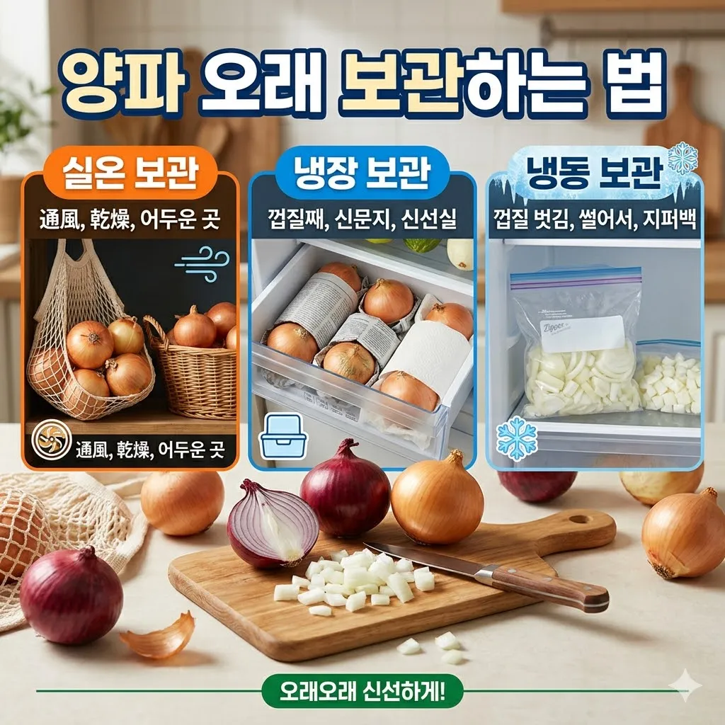 양파 보관방법 실온 냉장 냉동 오래 보관하는 법