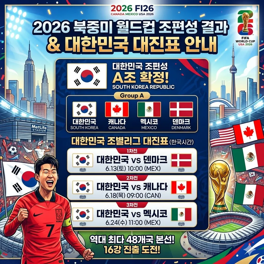 2026 북중미 월드컵 조편성 결과와 대한민국 대표팀 대진표 안내