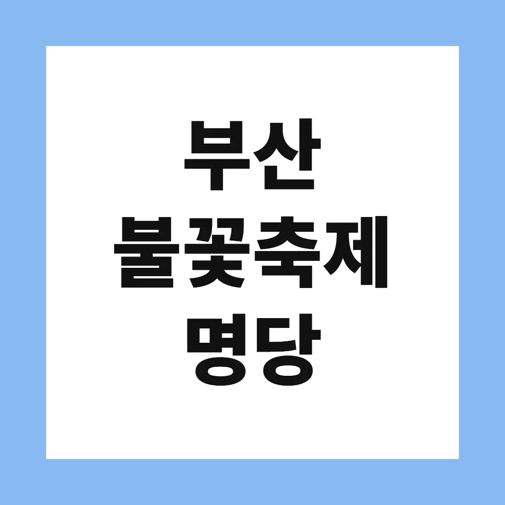 부산 불꽃축제 명당